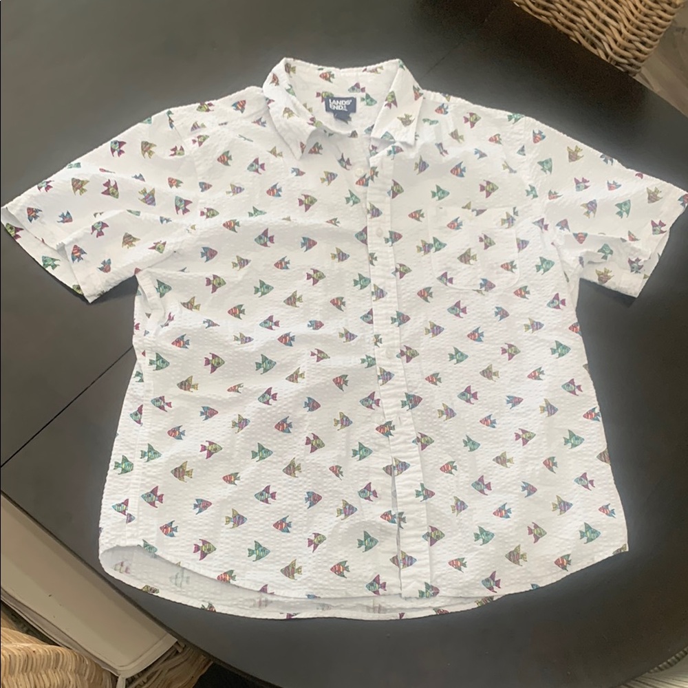 Nautica Men's White Short Sleeve Shirt with Colorful Print